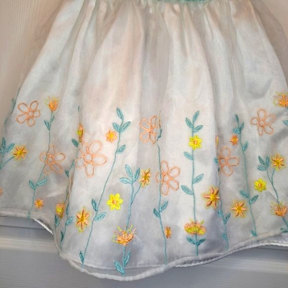 Youngland White Floral Tulle Sleeveless Party Flower Girl Spring Easter Size 6 - Picture 4 of 6